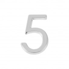 Цифра Fuaro (Фуаро) "5" самоклеящаяся ABS (50х37) (FUARO) CP хром