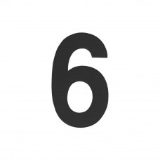 Цифра Fuaro (Фуаро) "6" самоклеящаяся SS304 (50х30) (FUARO) BL черный